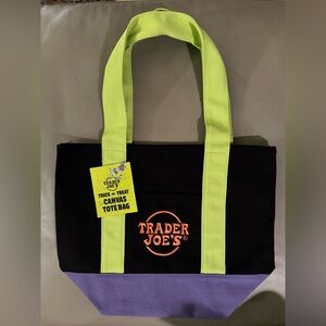Trader Joe’s Black and Purple Canvas Tote Bag